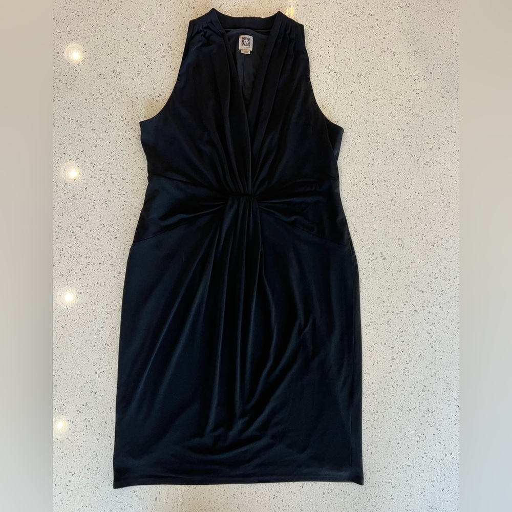 Anne Klein Black Drape Front Dress - Size 14